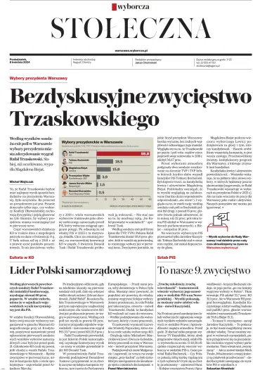 Gazeta Wyborcza Stołeczna - 08 Apr. 2024