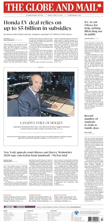 The Globe and Mail (Ottawa/Quebec Edition) - 26 4月 2024