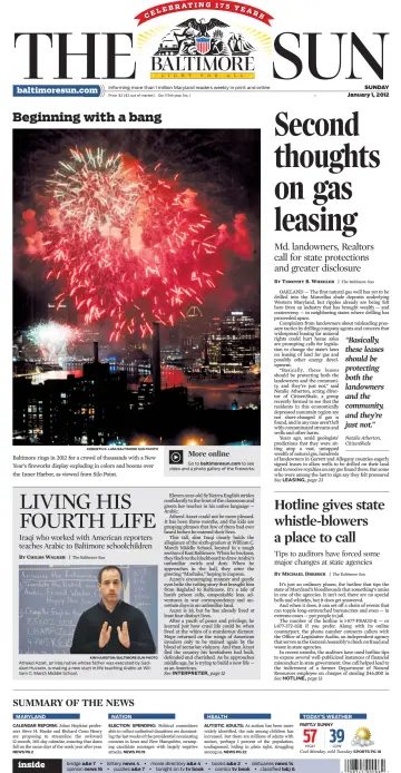 Baltimore Sun Sunday - 1 Jan 2012