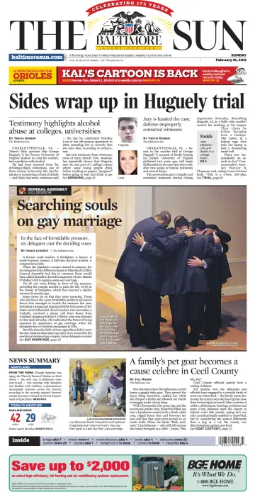 Baltimore Sun Sunday - 19 Feb 2012