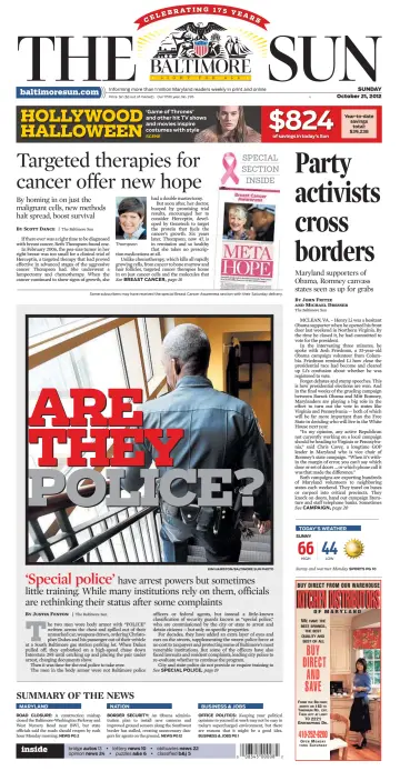 Baltimore Sun Sunday - 21 Oct 2012