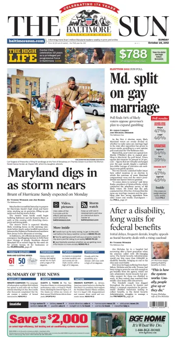 Baltimore Sun Sunday - 28 Oct 2012