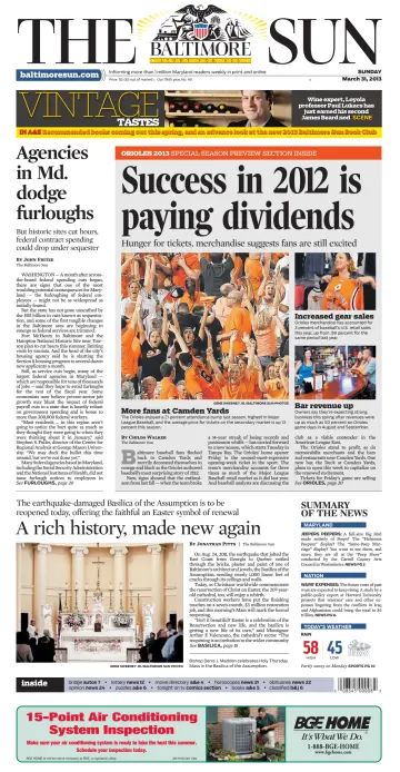 Baltimore Sun Sunday - 31 Mar 2013