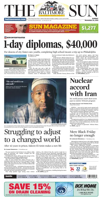 Baltimore Sun Sunday - 24 Nov 2013