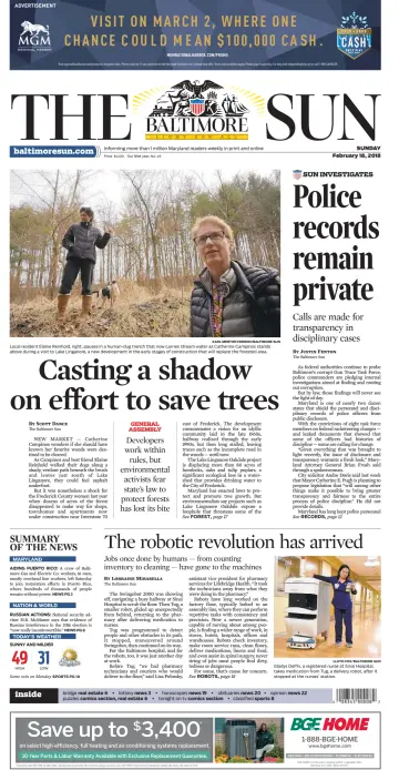 Baltimore Sun Sunday - 18 Feb 2018