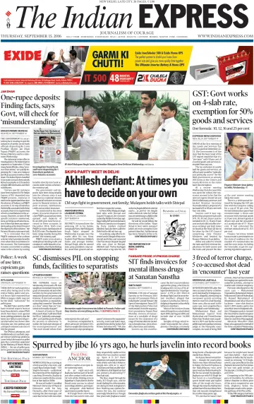 The Indian Express (Delhi Edition) - 15 Sep 2016