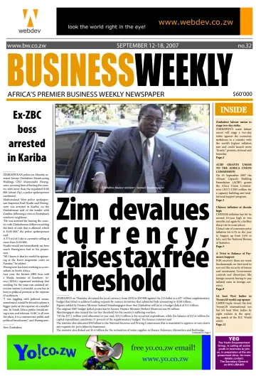Business Weekly (Zimbabwe) - 12 Sep 2007