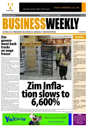 Business Weekly (Zimbabwe) - 19 Sep 2007