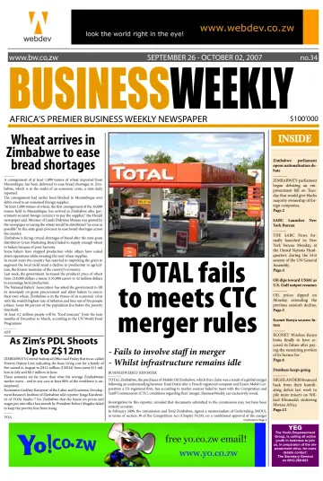 Business Weekly (Zimbabwe) - 26 Sep 2007