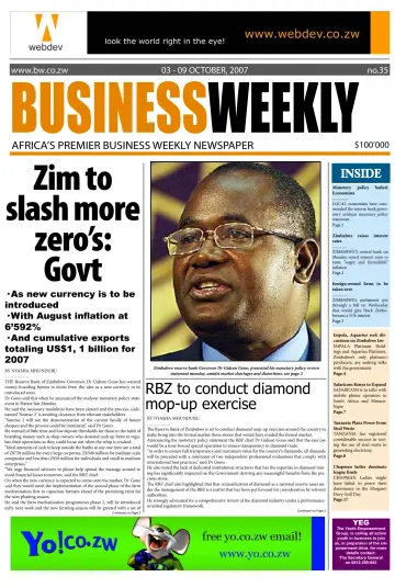 Business Weekly (Zimbabwe) - 3 Oct 2007