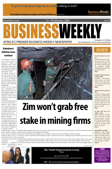 Business Weekly (Zimbabwe) - 13 Feb 2008