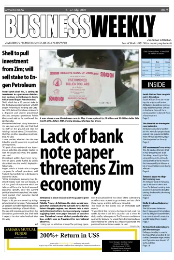Business Weekly (Zimbabwe) - 16 Jul 2008