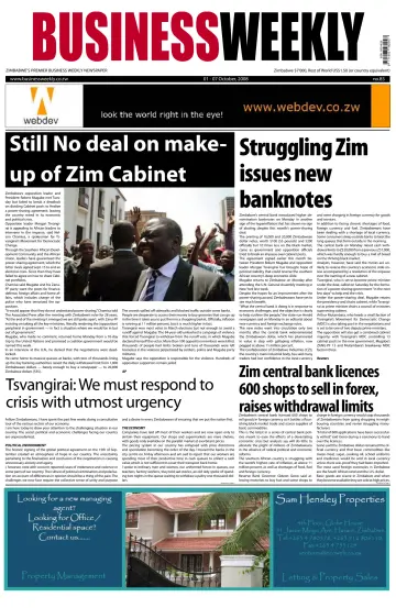 Business Weekly (Zimbabwe) - 1 Oct 2008