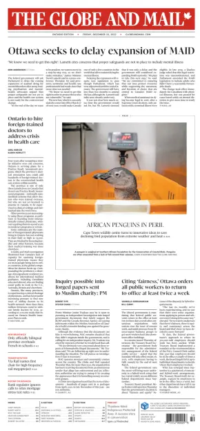 The Globe and Mail (Ontario Edition) - 2022-12-16