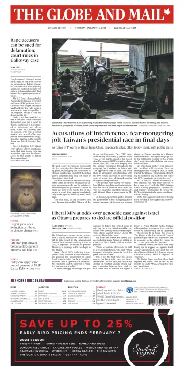 The Globe and Mail (Ontario Edition) - 11 Jan 2024
