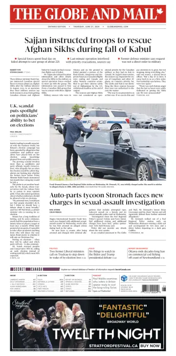 The Globe and Mail (Ontario Edition) - 27 Juni 2024