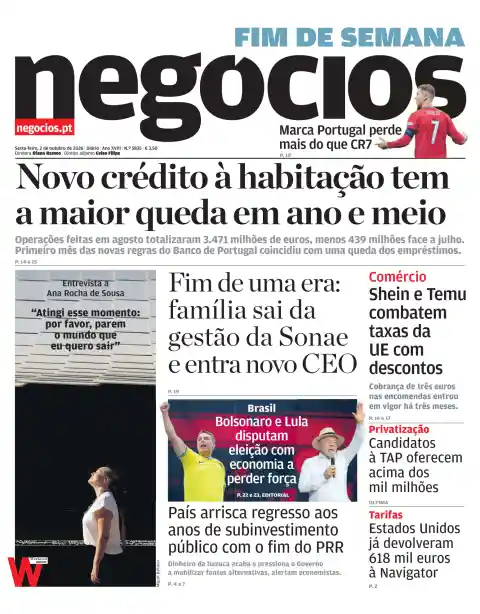 Última edição do Jornal de Negócios, de sexta-feira, 2 de outubro de 2026