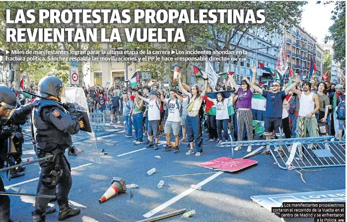 LAS PROTESTAS PROPALESTINAS REVIENTAN LA VUELTA