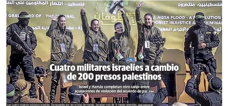 CUATRO MILITARES ISRAELÍES A CAMBIO DE 200 PRESOS PALESTINOS