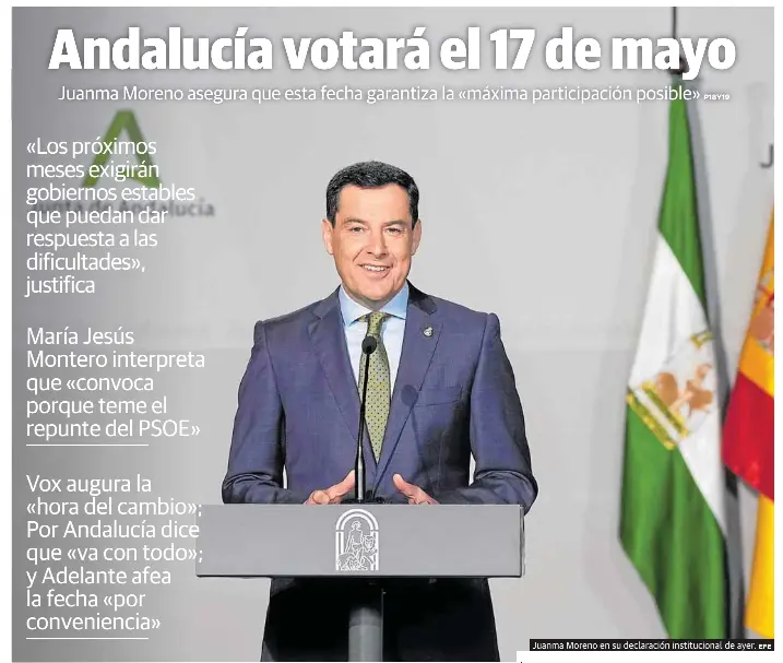 ANDALUCÍA VOTARÁ EL 17 DE MAYO