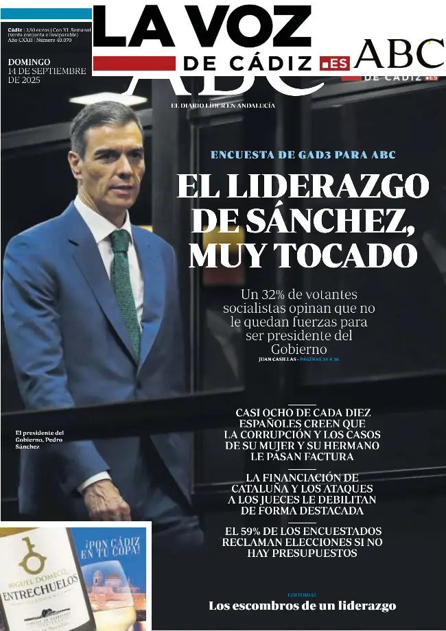 EL LIDERAZGO DE SÁNCHEZ, MUY TOCADO