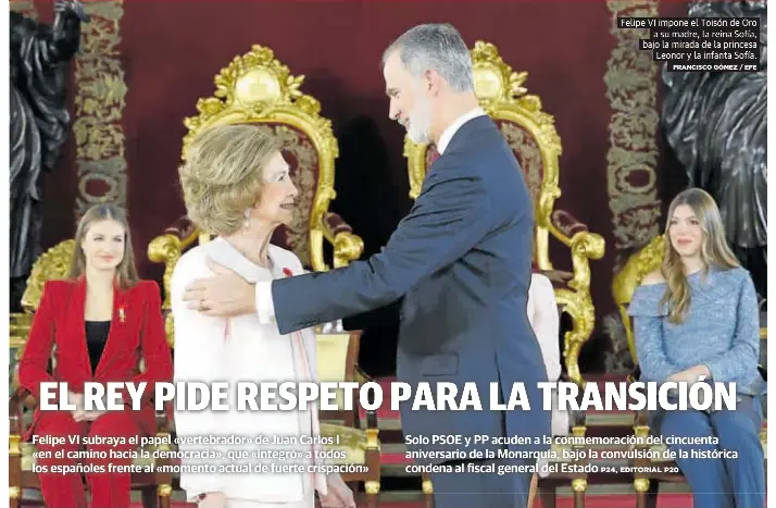 EL REY PIDE RESPETO PARA LA TRANSICIÓN