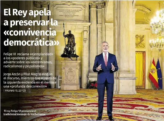 EL REY APELA A PRESERVAR LA «CONVIVENCIA DEMOCRÁTICA»