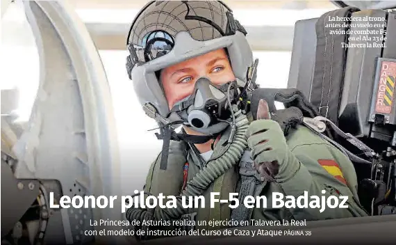 LEONOR PILOTA UN F-5 EN BADAJOZ