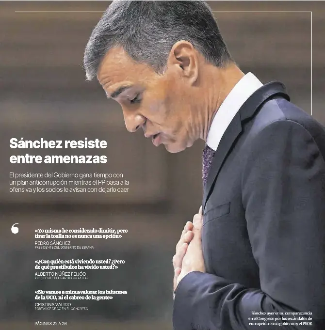 SÁNCHEZ RESISTE ENTRE AMENAZAS
