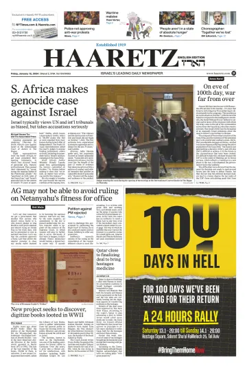 Haaretz - English Edition (Friday) - 12 enero 2024