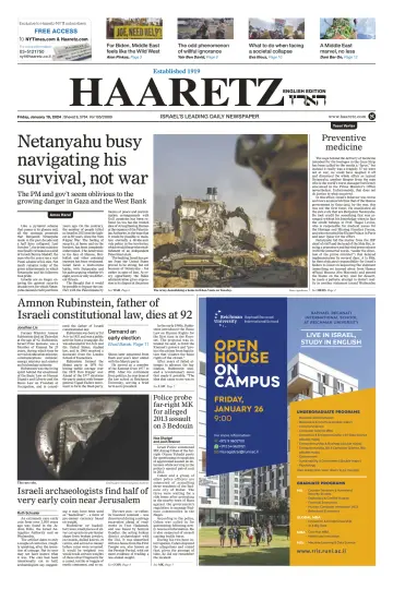 Haaretz - English Edition (Friday) - 19 Ean 2024