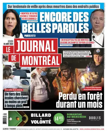 Le Journal de Montreal - 25 Aug 2022