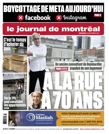Le Journal de Montreal - 15 Sep 2023