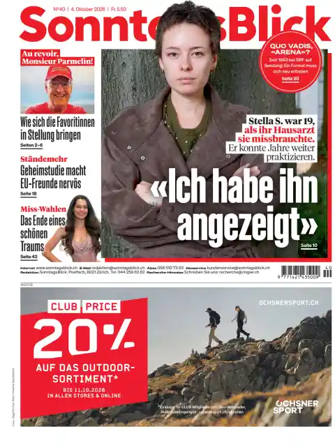 Capa do SonntagsBlick de 4 de outubro de 2026. Manchete: «Denunciei-o».