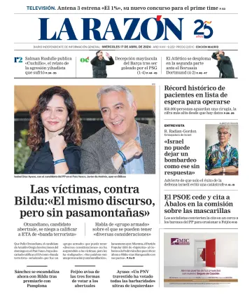 La Razón (Madrid) - 17 avr. 2024