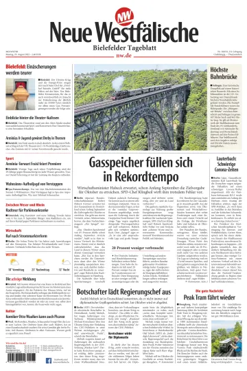 Neue Westfälische - Bielefelder Tageblatt - Bielefeld Ost - 29 Aug 2022