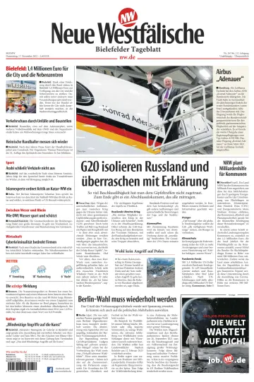 Neue Westfälische - Bielefelder Tageblatt - Bielefeld Ost - 17 11월 2022