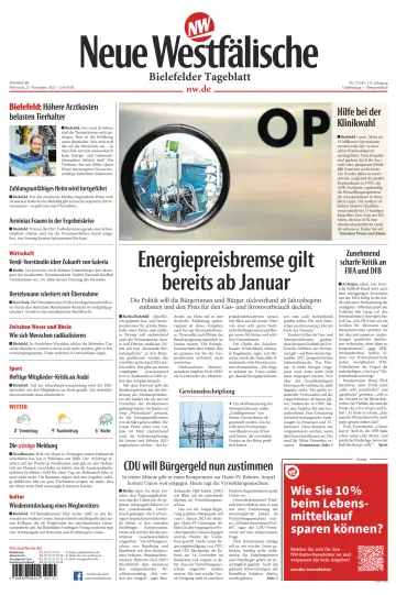 Neue Westfälische - Bielefelder Tageblatt - Bielefeld Ost - 23 Nov 2022