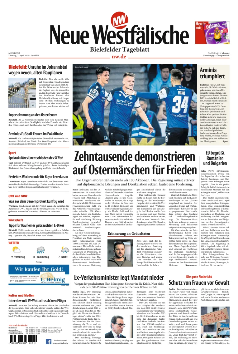 Neue Westfälische - Bielefelder Tageblatt - Bielefeld Süd