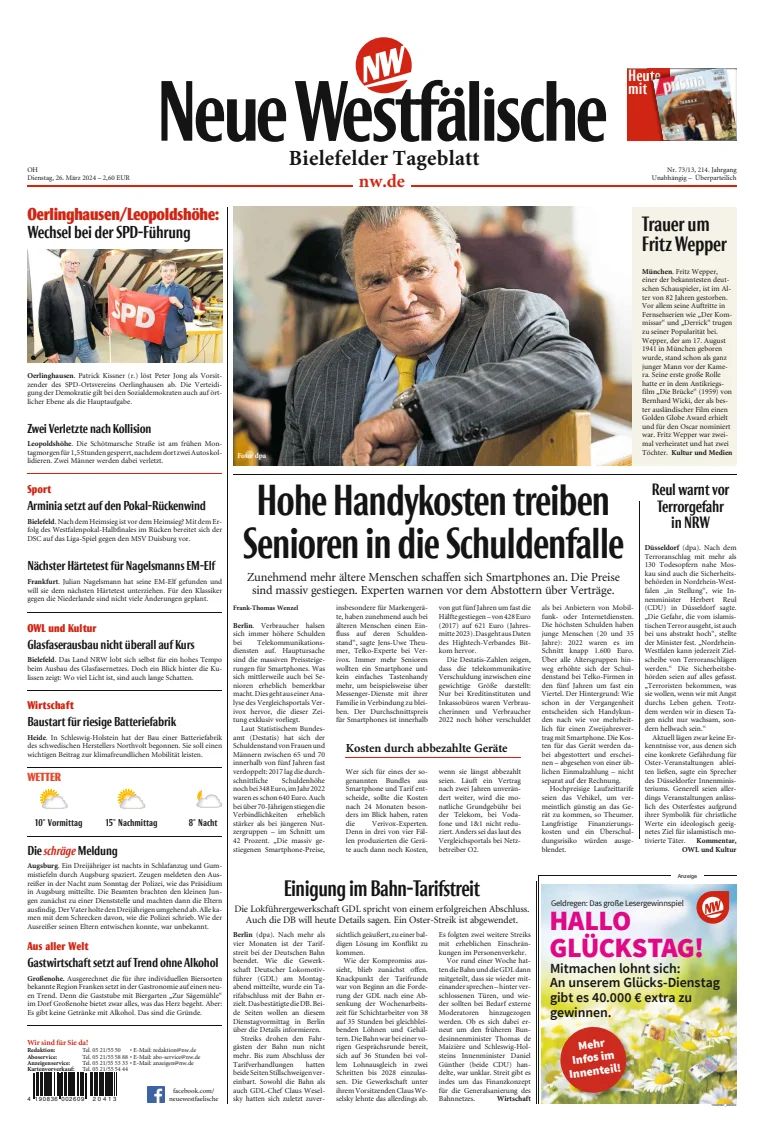 Neue Westfälische - Bielefelder Tageblatt - Bielefeld mit Oerlinghausen
