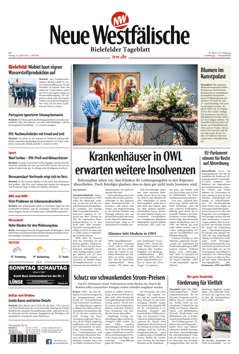 Neue Westfälische - Bielefelder Tageblatt - Bielefeld Dornberg - Werther