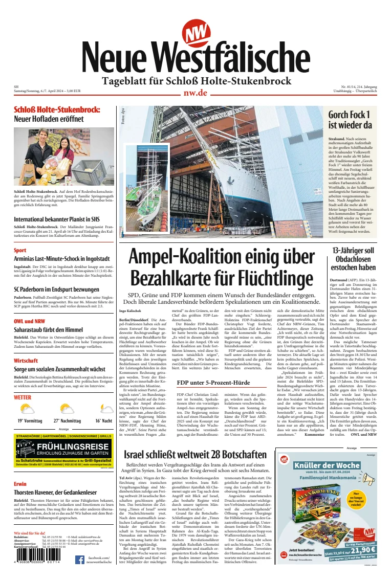 Neue Westfälische - Tageblatt für Schloß Holte-Stukenbrock