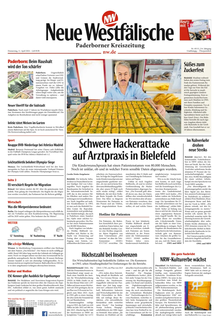 Neue Westfälische - Paderborner Kreiszeitung