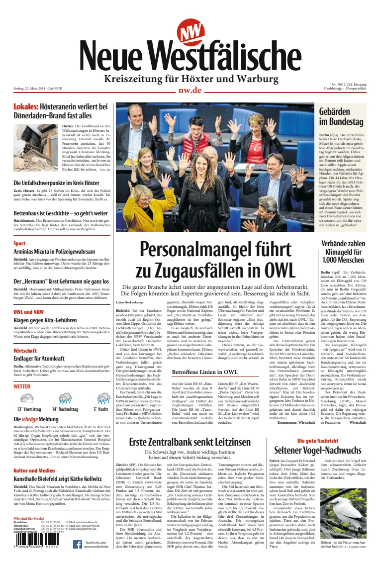 Neue Westfälische - Höxtersche Kreiszeitung