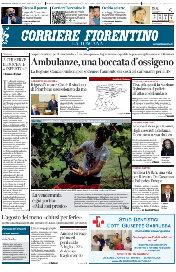 Corriere Fiorentino - 10 Aug 2022