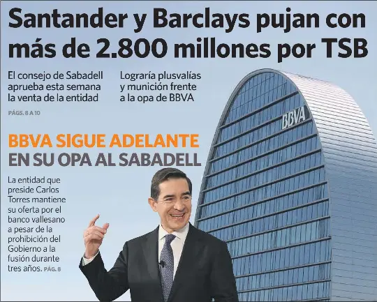 BBVA SIGUE ADELANTE EN SU OPA AL SABADELL