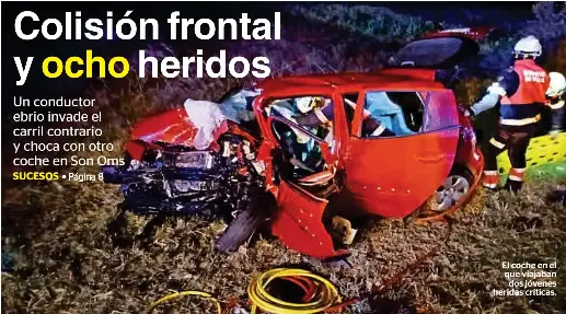 COLISIÓN FRONTAL Y OCHO HERIDOS