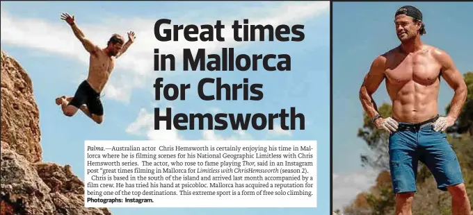 GREAT TIMES IN MALLORCA FOR CHRIS HEMSWORTH