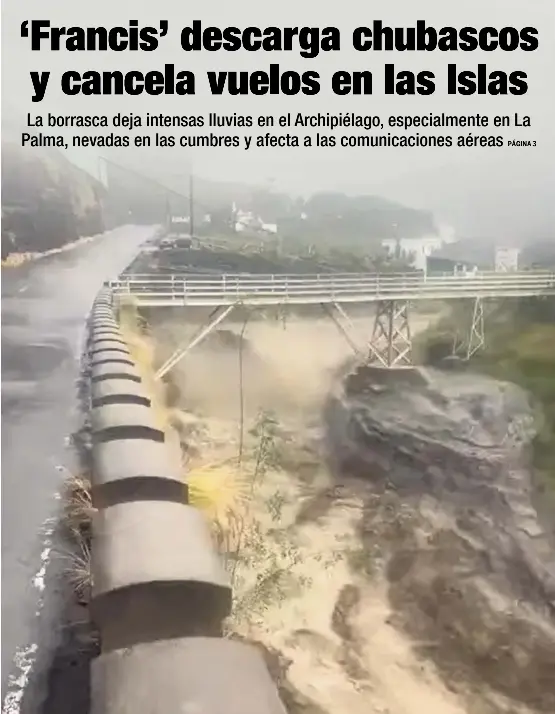 ‘FRANCIS’ DESCARGA CHUBASCOS Y CANCELA VUELOS EN LAS ISLAS