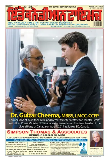 Indo-Canadian Times - 15 Aug 2019